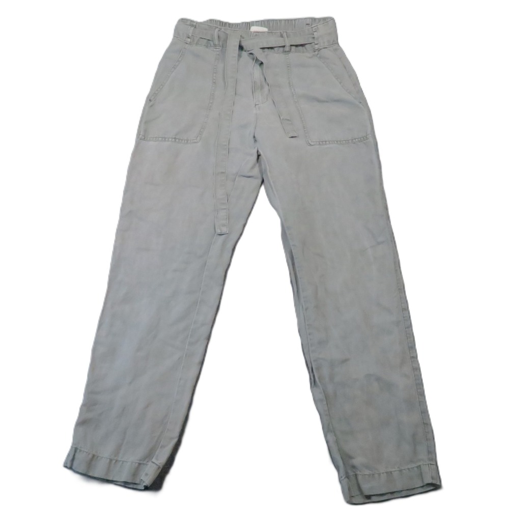 Cynthia Rowley Pants 8 Sage Linen Lyocell Straight Leg High Rise Coastal Beach